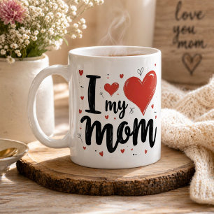 Caneca De Café Eu Amo Minha Mãe Querido Coração Crianças 