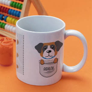 Caneca De Café Eu Amo Minha Rua. Bernard Dog Pet Brilhando Coraçã