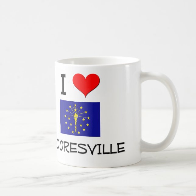 Caneca De Café Eu amo MOORESVILLE Indiana (Direita)