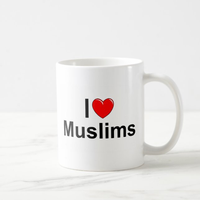 Caneca De Café Eu amo muçulmanos (do coração) (Direita)