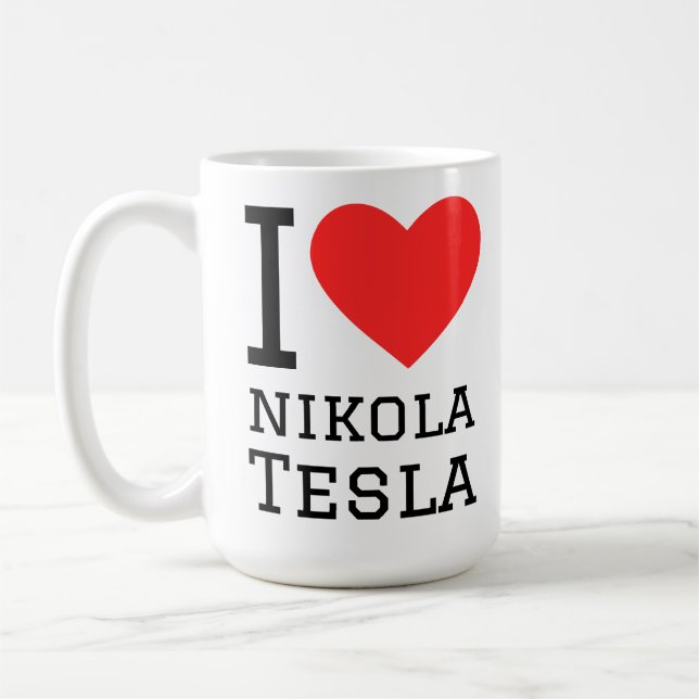 Caneca De Café Eu amo Nikola Tesla  (Esquerda)