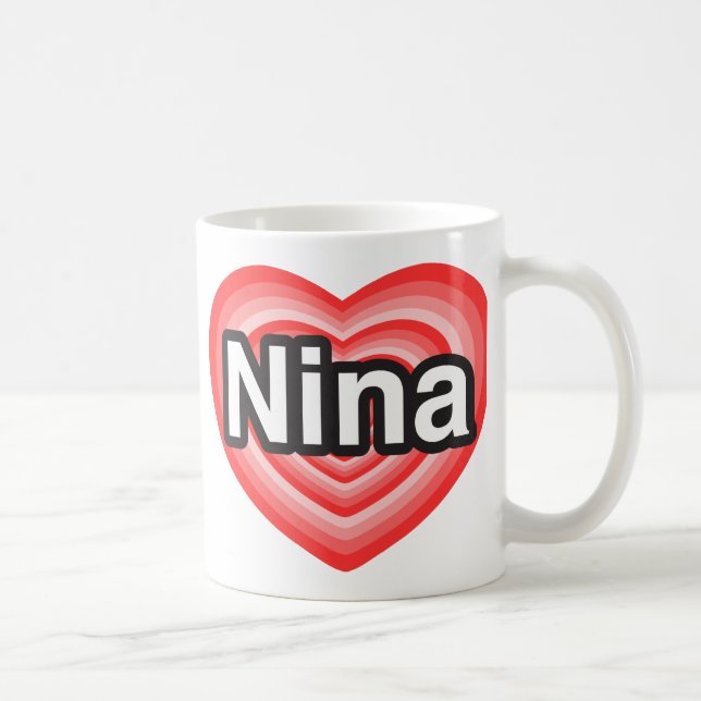Caneca De Café Eu amo Nina. Eu te amo, Nina. Coração (Direita)