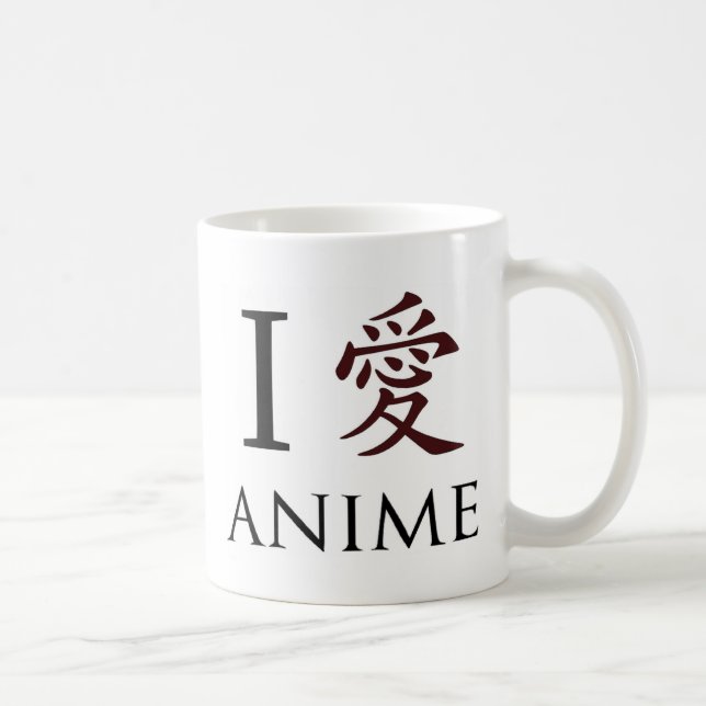 Caneca De Café Eu amo o Anime japonês (Direita)
