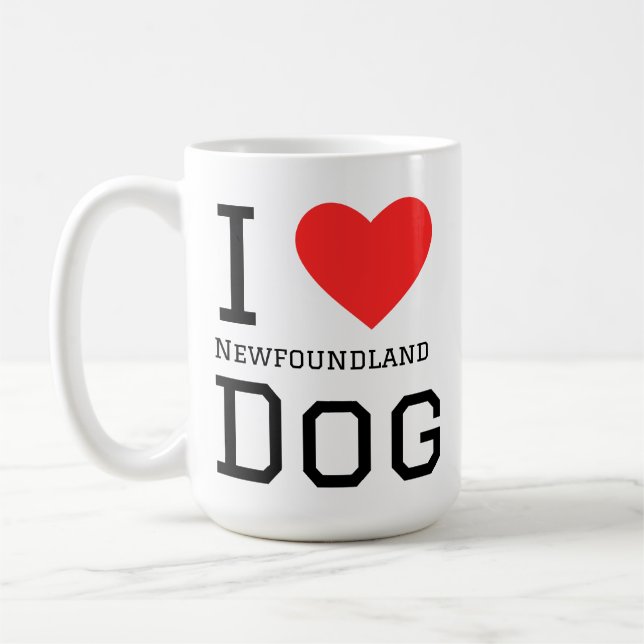 Caneca De Café Eu amo o cão Terra Nova  (Esquerda)