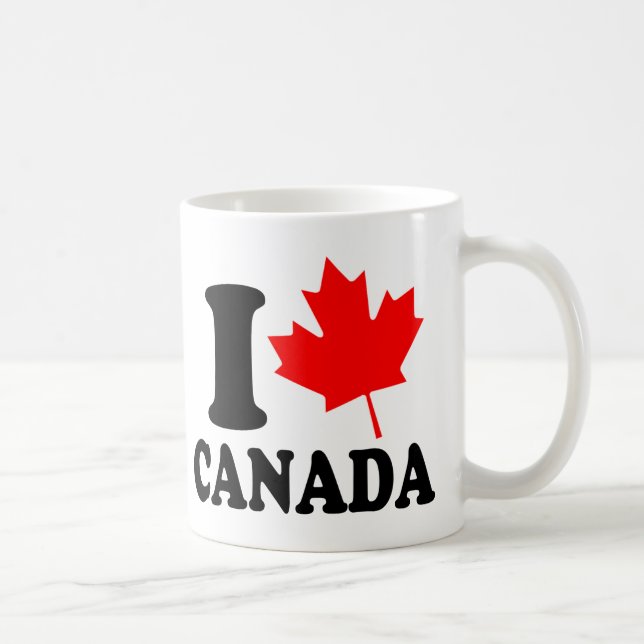Caneca De Café Eu amo o coração Canadá (Direita)