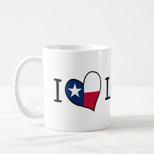 Caneca De Café Eu amo o coração da bandeira de Lubbock Texas