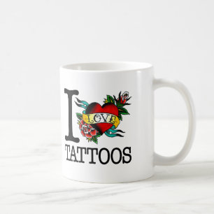 Caneca De Café eu amo o design coberto tatuagem do tat dos