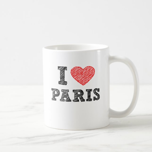 Caneca De Café Eu amo o esboço de Paris (Direita)