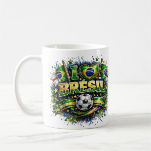 Caneca De Café Eu amo o Fã de Futebol Brasil 2026