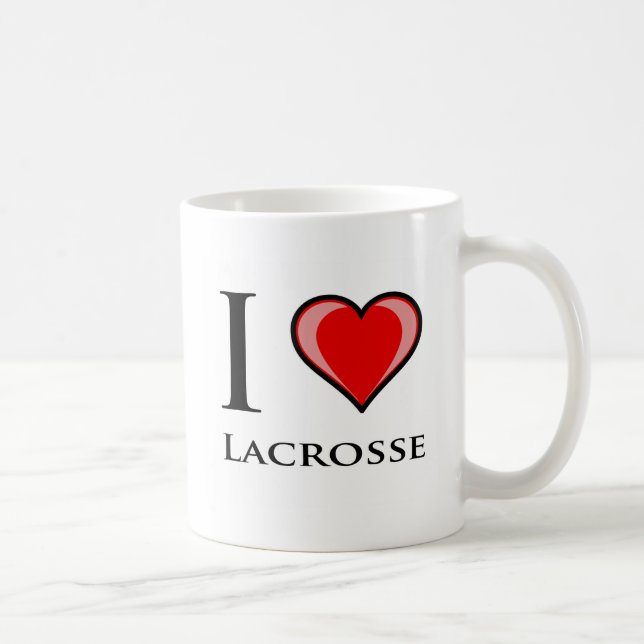 Caneca De Café Eu amo o Lacrosse (Direita)