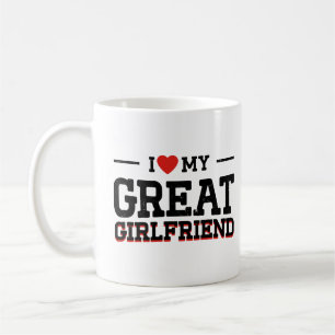 Caneca De Café Eu Amo O Meu Design Namorada Excelente preto