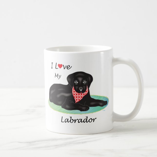 Caneca De Café Eu amo o meu Labrador (Direita)