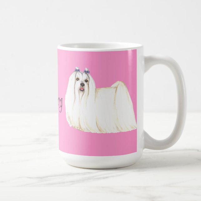 Caneca De Café Eu amo o meu maltês (Direita)