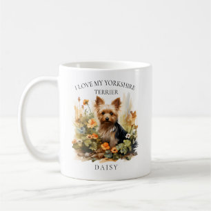 Caneca De Café Eu Amo O Meu Yorkshire Terrier Cachorro Floral Por