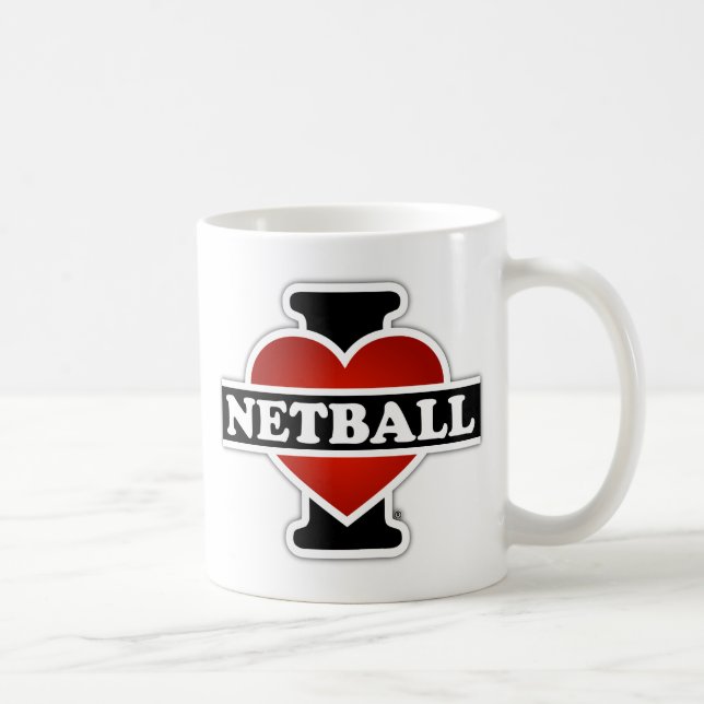 Caneca De Café Eu amo o Netball (Direita)