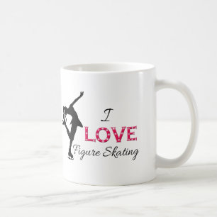 Caneca De Café EU AMO o patinagem artística, os flocos de neve &