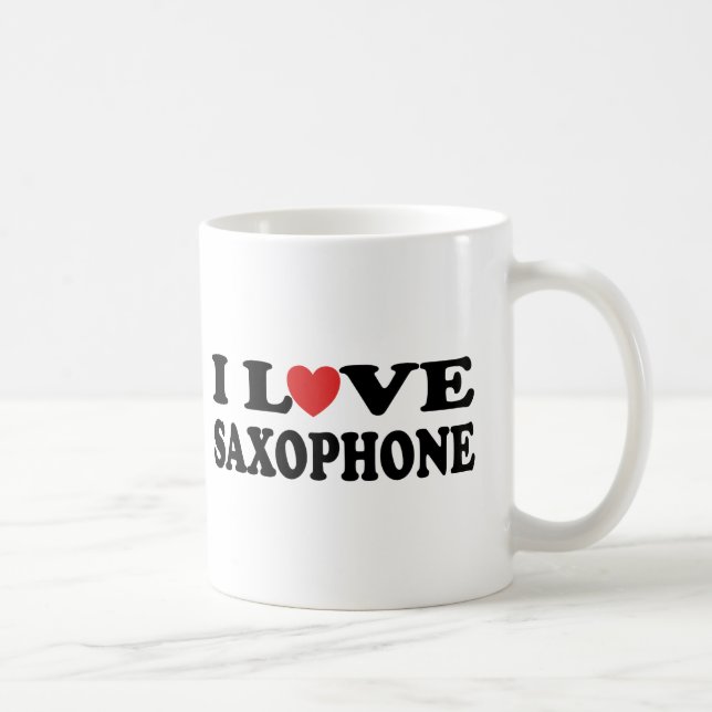 Caneca De Café Eu amo o saxofone (Direita)