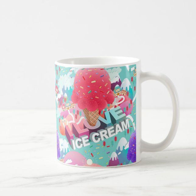Caneca De Café eu amo o sorvete (Direita)
