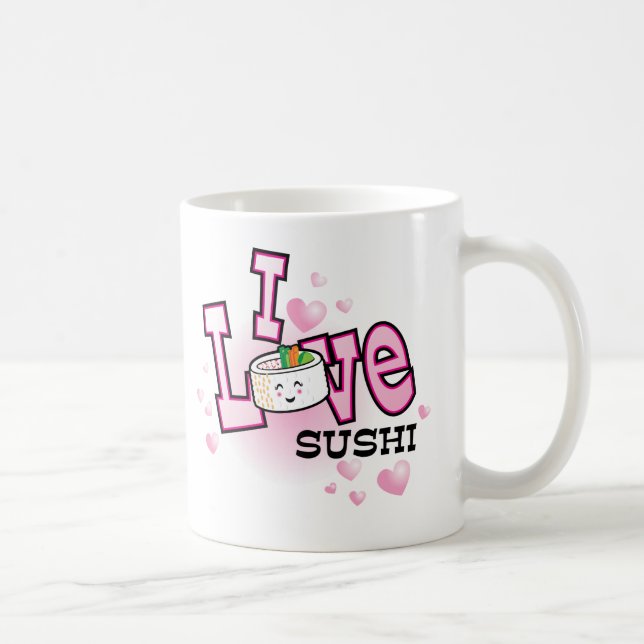 Caneca De Café Eu amo o sushi (Direita)