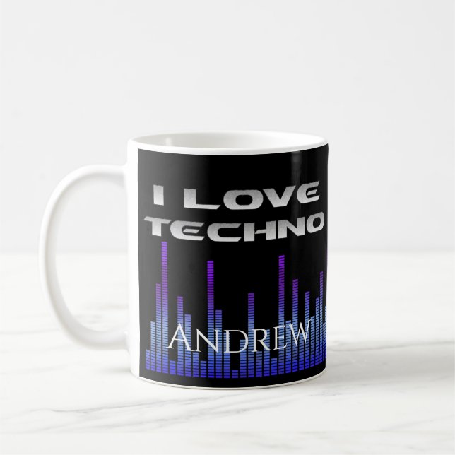 Caneca De Café Eu amo o Techno (Esquerda)