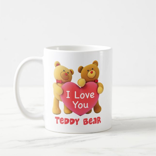 Caneca De Café Eu amo o urso de ursinho (Esquerda)