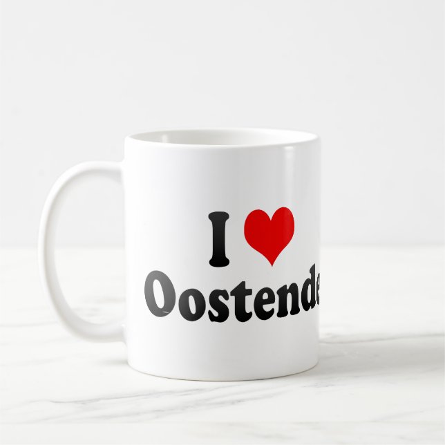 Caneca De Café Eu amo Oostende, Bélgica (Esquerda)