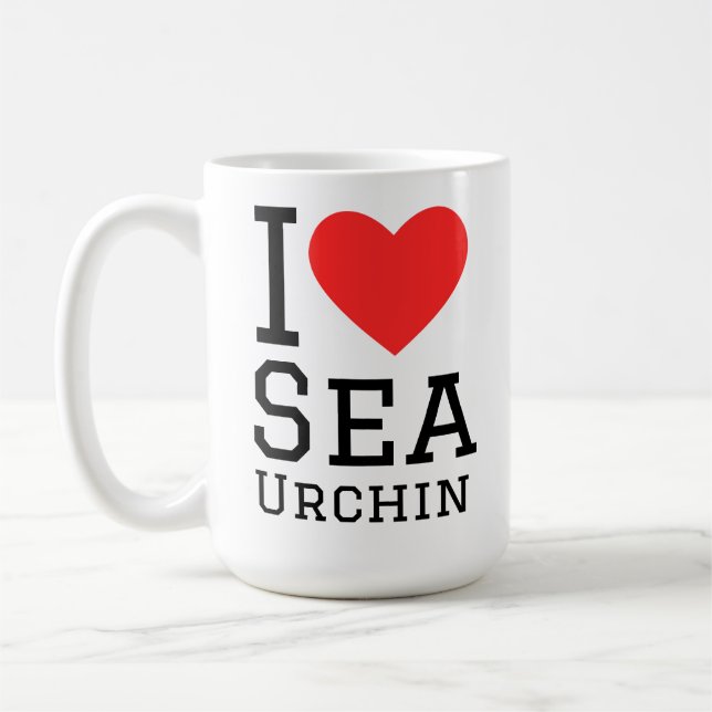 Caneca De Café Eu amo ouriço-do-mar (Esquerda)