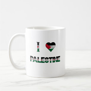 Caneca De Café Eu Amo Palestina Sinalizador Coração Liberdade