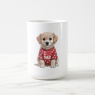 Caneca De Café Eu Amo Papai Cachorrinho Fofo com Pegadas de Pata