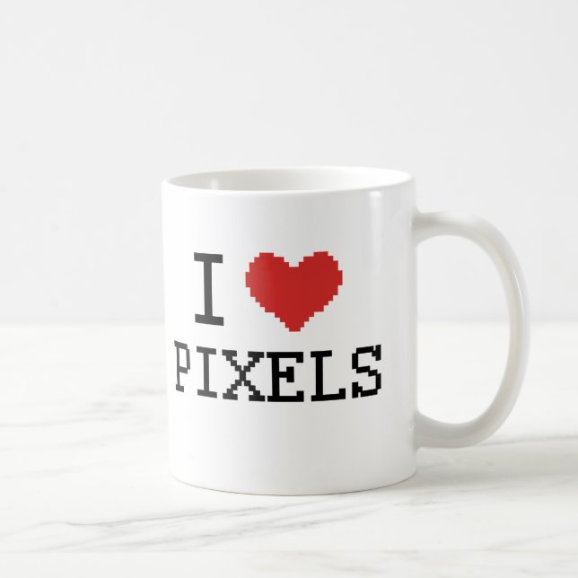 Caneca De Café Eu amo pixéis do coração dos pixéis/I (Direita)