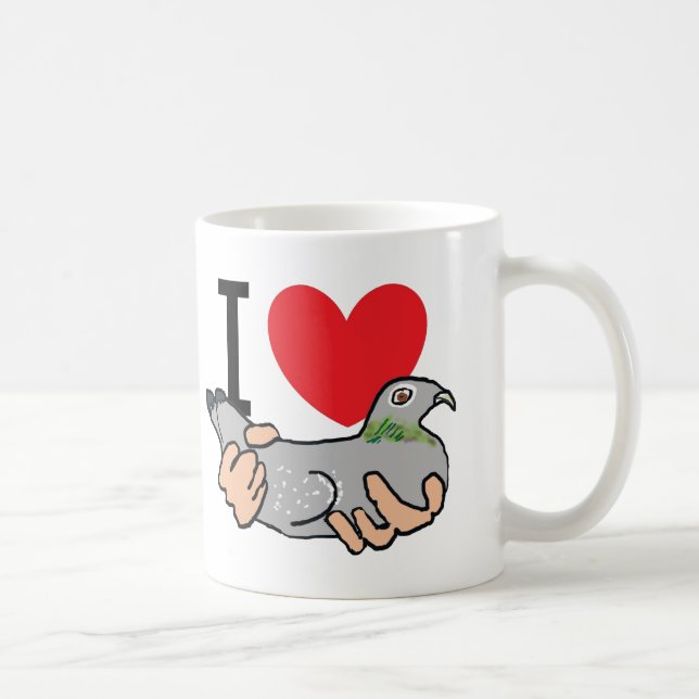 Caneca De Café Eu Amo Pombos (Direita)