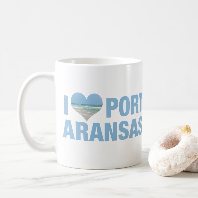 Caneca De Café Eu Amo Port Aransas (Com Donut)