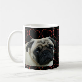 Caneca De Café Eu amo Pugs com corações