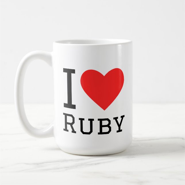 Caneca De Café Eu amo Ruby  (Esquerda)