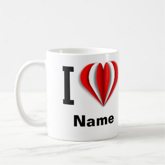 Caneca De Café Eu Amo [Seu Nome]" Heart Mug