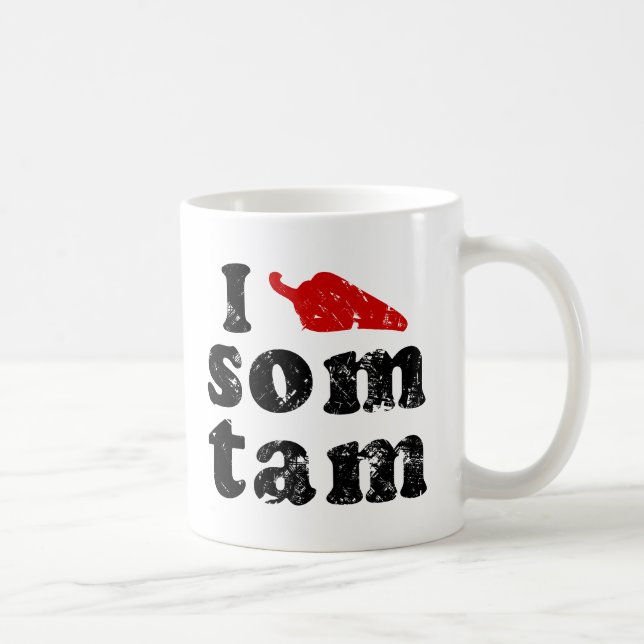 Caneca De Café Eu Amo Som Tam ☐ Comida Tailandesa Isaana (Direita)