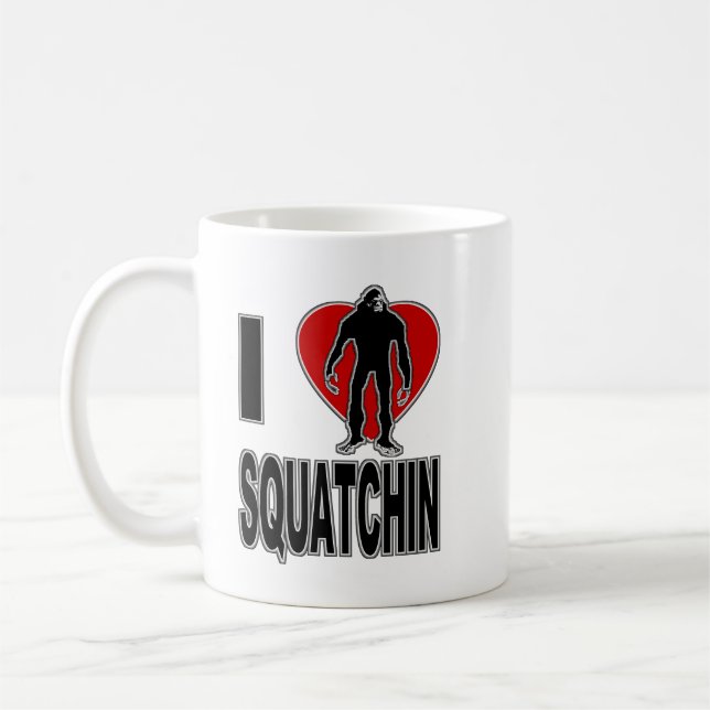 Caneca De Café Eu amo Squatchin! (Esquerda)