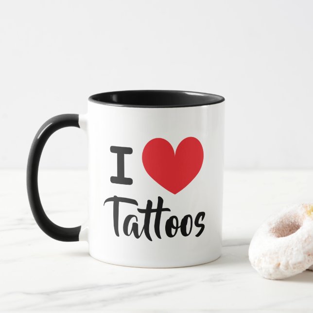 Caneca de café Eu amo tatuagens para amante de tat (Com Donut)