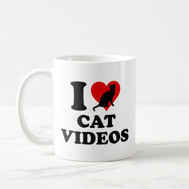 Caneca De Café Eu Amo Vídeos De Gatos (Esquerda)