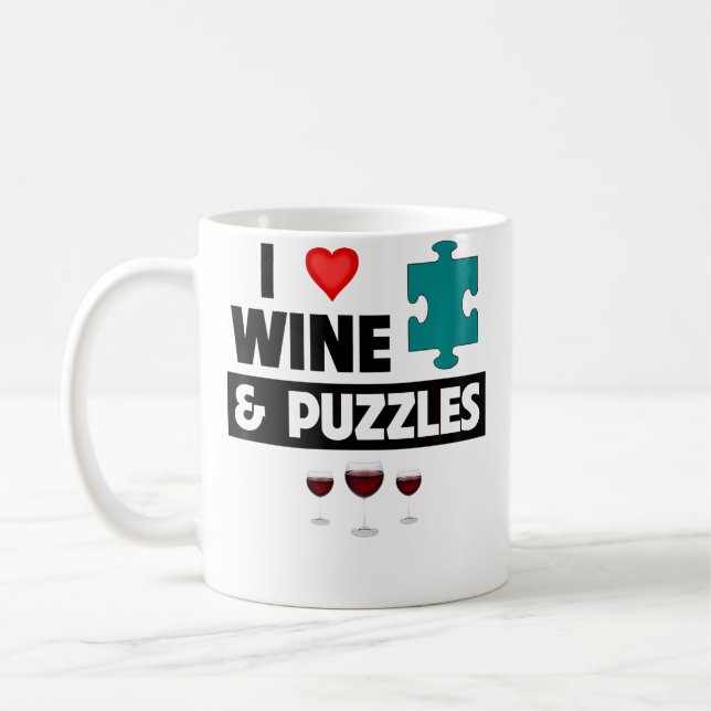 Caneca De Café Eu Amo Vinho E Quebra-Cabeças Jogo Divertido Beben (Esquerda)