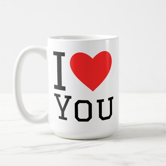 Caneca De Café Eu amo você adesivo quadrado (Esquerda)