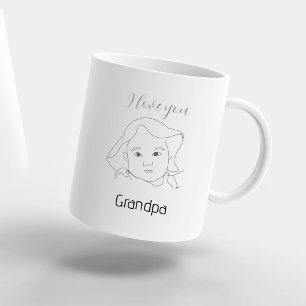 Caneca De Café Eu amo você Avô Retrato Rosto de Bebê Personalizad