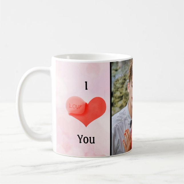 Caneca De Café Eu Amo Você com Foto Pessoal (Esquerda)