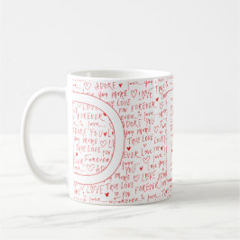 Caneca De Café Eu Amo Você D — Inicial Personalizada “D” Romântic