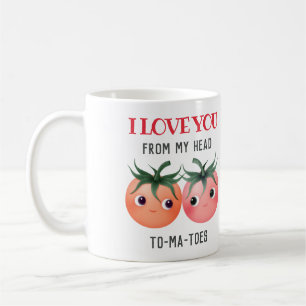 Caneca De Café Eu amo você da cabeça aos pés tomates fofos