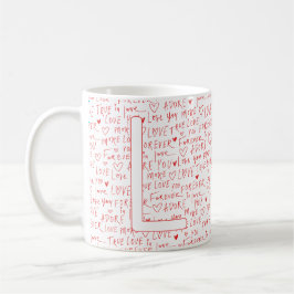 Caneca De Café Eu Amo Você — Inicial Personalizada “L” Romântico
