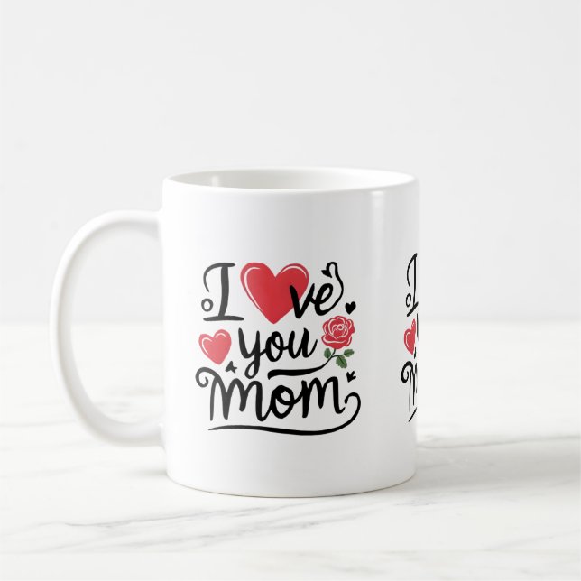 Caneca De Café Eu Amo Você Mãe Coração Kids Design (Esquerda)