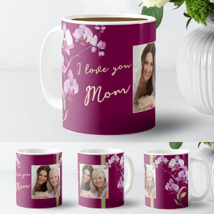 Caneca De Café Eu Amo Você Mamãe Orquídea Burgundy Foto