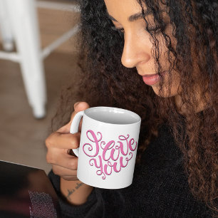 Caneca De Café Eu Amo Você Rosa