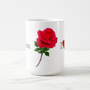 Caneca De Café Eu Amo Você Rosa Vermelha Única 
